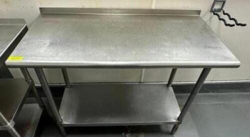 DESCRIPTION: 48" X 24" STAINLESS TABLE ADDITIONAL INFORMATION W/ 1" BACK SPLASH SIZE 48" X 24" LOCATION: KITCHEN QTY: 1
