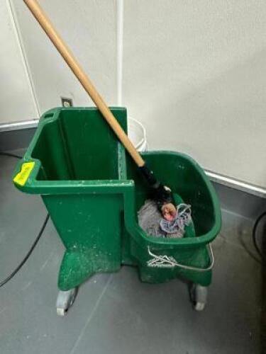 DESCRIPTION: MOP BUCKET AND WRINGER ADDITIONAL INFORMATION GREEN LOCATION: KITCHEN QTY: 1