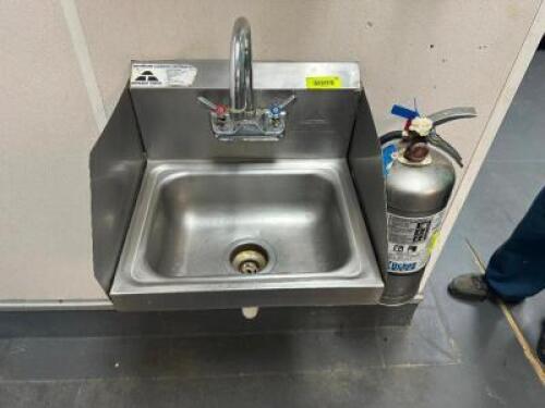 DESCRIPTION: WALL MOUNTED STAINLESS HAND SINK ADDITIONAL INFORMATION W/ TOWEL AND SOAP DISPENSER LOCATION: KITCHEN QTY: 1