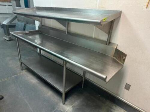 DESCRIPTION: 72" LEFT SIDE STAINLESS CLEAN TABLE W/ RISER SHELF. SIZE 72" LOCATION: KITCHEN QTY: 1
