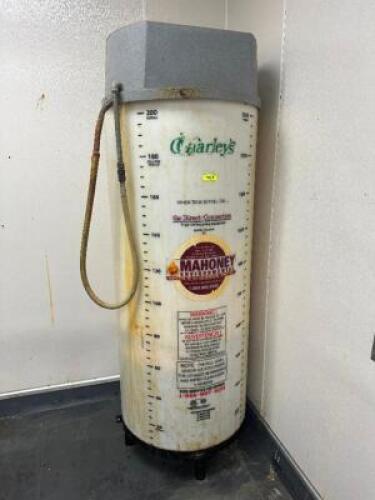 DESCRIPTION: 200 GALLON PLASTIC WASTE OIL CONTAINER. ADDITIONAL INFORMATION HAS 60 GALLONS INSIDE. LOCATION: KITCHEN QTY: 1