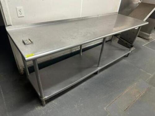 DESCRIPTION: 96" X 30" STAINLESS TABLE. ADDITIONAL INFORMATION W/ 1" BACK SPLASH SIZE 96" X 30" LOCATION: KITCHEN QTY: 1