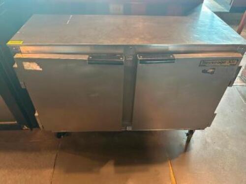DESCRIPTION: BEVERAGE AIR 48" TWO DOOR UNDER COUNTER COOLER BRAND / MODEL: BEVERAGE AIR UCR48A ADDITIONAL INFORMATION 115 VOLT, 1 PHASE. LOCATION: BAR