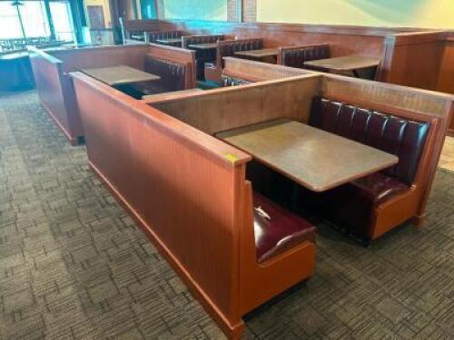 DESCRIPTION: (2) 110" X 77" DOUBLE BOOTH PARTITIONS W/ BOOTH SEATING AND TABLES. ADDITIONAL INFORMATION (4) TABLES AND (8) BENCH SEATS IN LOT. LOCATIO