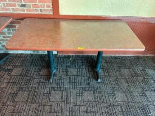 DESCRIPTION: 60" X 30" COMPOSITE TOP TABLE W/ DOUBLE PEDESTAL BASE LOCATION: MAIN SEATING QTY: 1