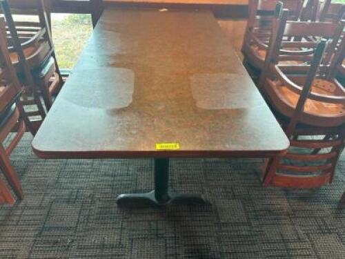DESCRIPTION: (2) 60" X 30" COMPOSITE TOP TABLES W/ DOUBLE PEDESTAL BASES. LOCATION: MAIN SEATING THIS LOT IS: SOLD BY THE PIECE QTY: 2