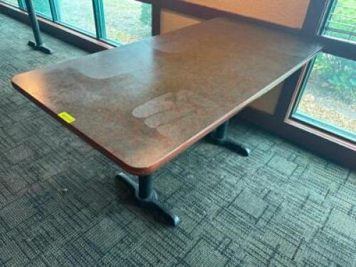 DESCRIPTION: (2) 60" X 30" COMPOSITE TOP TABLES W/ DOUBLE PEDESTAL BASES. LOCATION: MAIN SEATING THIS LOT IS: SOLD BY THE PIECE QTY: 2