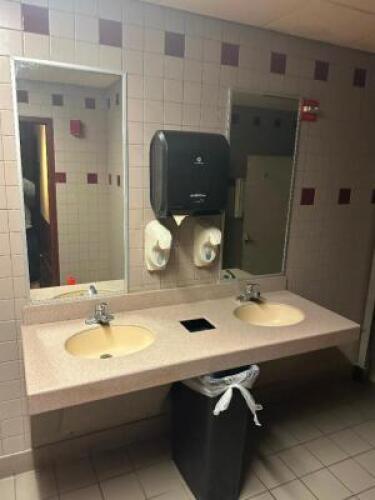 DESCRIPTION: CONTENTS OF MEN'S BATHROOM - (2) URINALS, TWO GROUP VANITY, (2) TOILETS, AND (1) CHANGING STATION ADDITIONAL INFORMATION PAPER TOWEL HOLD