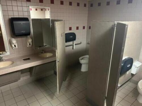 DESCRIPTION: CONTENTS OF WOMEN'S BATHROOM - TWO GROUP VANITY, (3) TOILETS, AND (1) CHANGING STATION ADDITIONAL INFORMATION PAPER TOWEL HOLDERS INCLUDE