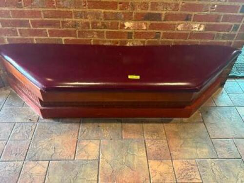 DESCRIPTION: (3) WOODEN BENCH SEATS W/ MAROON CUSHION TOPS LOCATION: ENTRANCE THIS LOT IS: ONE MONEY QTY: 1