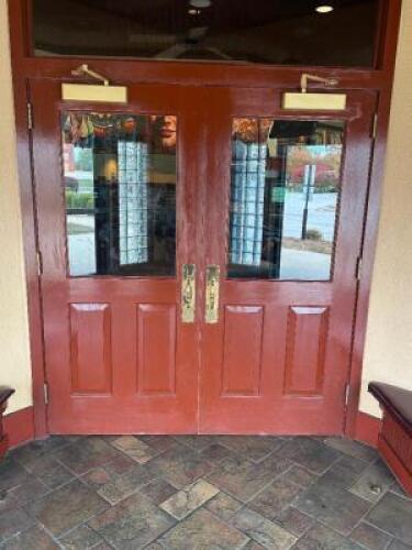 DESCRIPTION: (2) 36" X 80" HARDWOOD DOORS W/ GLASS INSERT WINDOWS. ADDITIONAL INFORMATION TOOLS AND LABOR REQUIRED FOR REMOVAL LOCATION: ENTRANCE QTY: