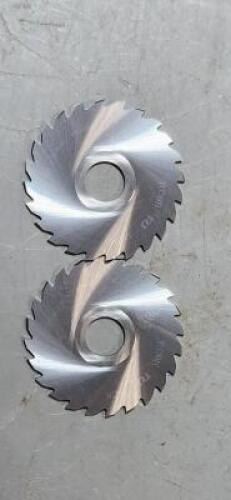DESCRIPTION: (2) 24 ALTERNATE TOOTH DOUBLE CONCAVITY SLITTING SAW BRAND/MODEL: ROBBJACK K20-0625016024 SIZE: .0625" THICK 2" DIA 1/2" HUB RETAIL$: $19