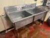 64" TWO WELL STAINLESS PREP SINK W/ 28" X 24" WELLS. - 2