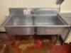 64" TWO WELL STAINLESS PREP SINK W/ 28" X 24" WELLS. - 3