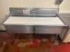 64" TWO WELL STAINLESS PREP SINK W/ 28" X 24" WELLS. - 8