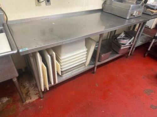 84" X 30" STAINLESS TABLE W/ 2" BACK SPLASH.