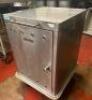 22" X 20" HEAVY DUTY ROLL ABOUT EQUIPMENT STAND W/ LOWER STORAGE. ALL STAINLESS