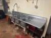 104" THREE WELL STAINLESS POT SINK W/ LEFT AND RIGHT DRY BOARDS. - 2