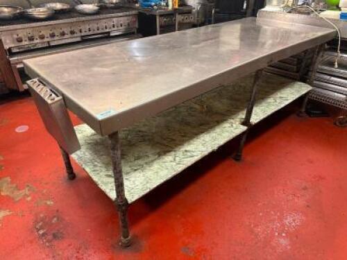 8' X 36' STAINLESS TABLE W/ KNIFE RACK HOLDER.
