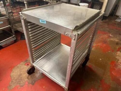 HALF SIZE ROLL ABOUT TRAY RACK W/ STAINLESS WORK TOP