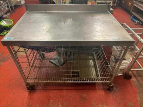 48" X 30" STAINLESS TABLE W/ 3" BACK SPLASH