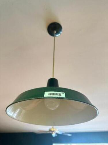 (6) PENDANT LIGHTS W/ GREEN METAL SHADES