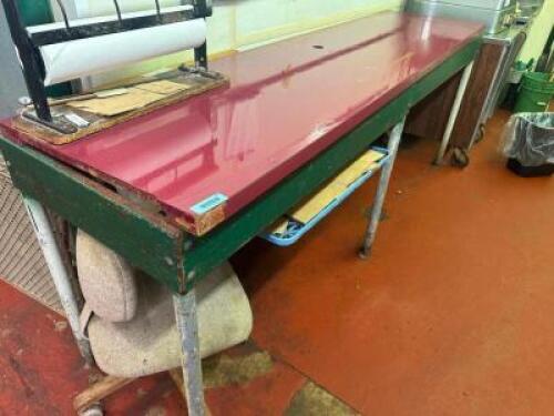 (2) 48" X 24" METAL TABLES W/ 8' COMPOSITE COUNTER TOP.