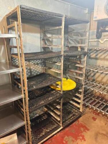TWO GROUP METAL TRAY RACK.
