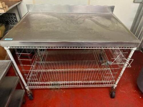 48" X 30" STAINLESS TABLE W/ 3" BACK SPLASH