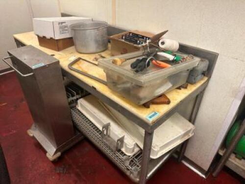 70" STAINLESS BUTCHERS TABLE W/ CUTTING BOARD TOP