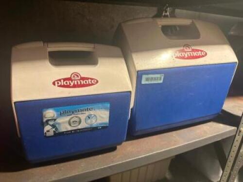 (2) SMALLER PLASTIC COOLERS.
