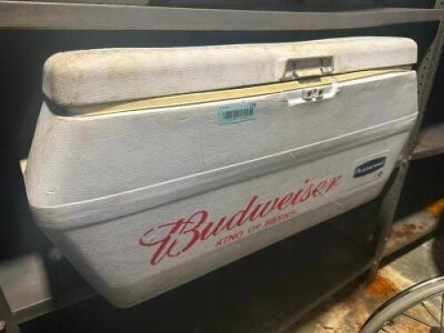 BUDWEISER LOGO WHITE PLASTIC COOLER