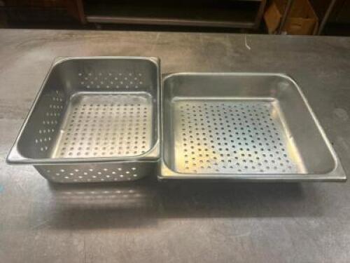 (3) ASSORTED HALF SIZE SLOTTED STAINLESS INSERTS.