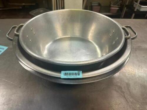 (2) 20" STAINLESS MIXING BOWLS AND (1) 18" MIXING BOWL