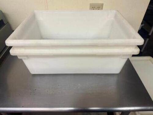 (2) 8 GALLON PLASTIC CONTAINERS - NO LIDS