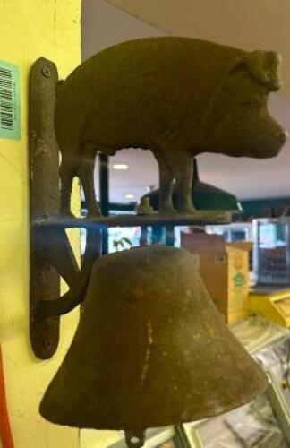 WALL MOUNTED METAL PIG BELL.