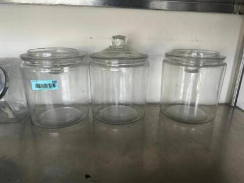 (8) LARGE GLASS JARS W/ LIDS