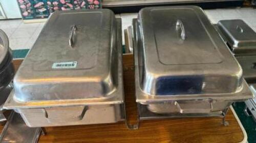 (2) FULL SIZE STAINLESS CHAFFER SETS.