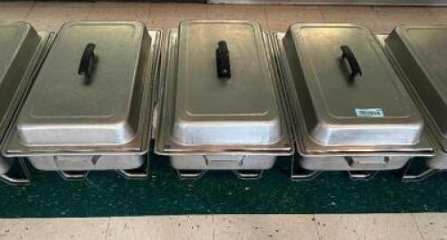 (3) FULL SIZE STAINLESS CHAFFER SETS.