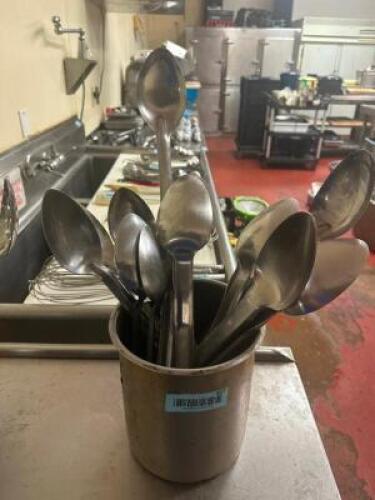 (10) ASSORTED STAINLESS SERVING SPOONS