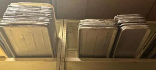 (32) ASSORTED WIDTH METAL DELI TRAYS.