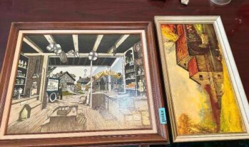 (2) ASSORTED FRAMED PRINTS.