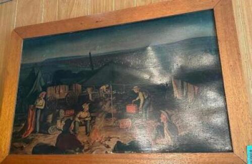 FRAMED PRINT - WAGON DRIVE AT NIGHT.