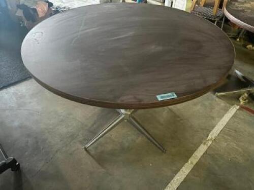 (2) 36" ROUND LAMINATE WOOD TABLES