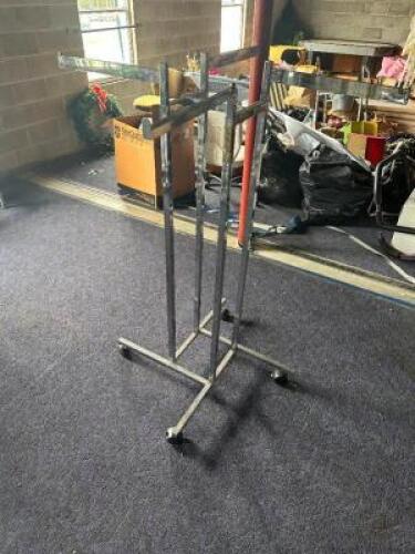 (5) CHROME FOUR WAY CLOTHING RACK DISPLAYS