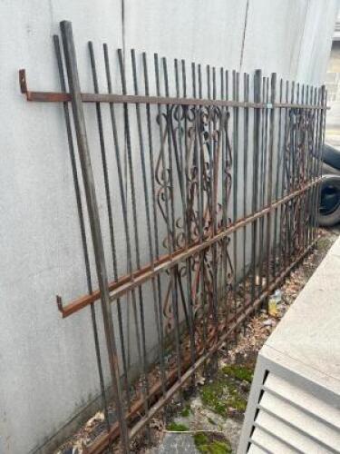 (2) 10' SECTIONS OF WROUGHT IRON FENCING AND (1) GATE SECTION
