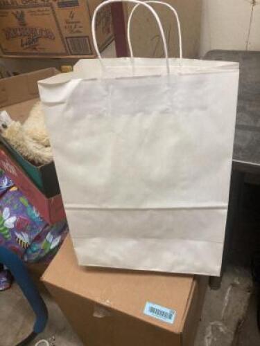 (1) CASE OF WHITE PAPER BAGS W/ HANDLES