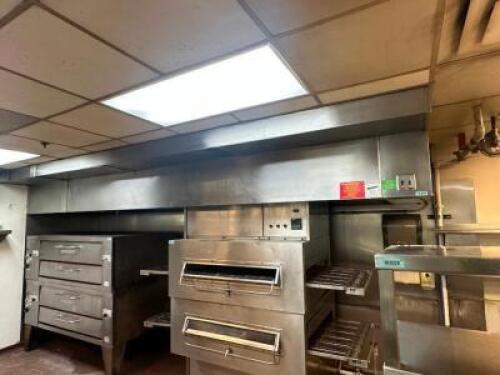 16' STAINLESS TYPE 1 EXHAUST HOOD SYSTEM W/ FIRE SUPPRESSION AND RETURN AIR.
