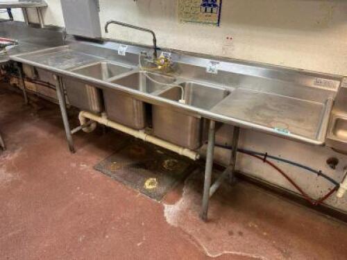 ADVANCE TABCO THREE WELL STAINLESS POT SINK W/ SPRAYER