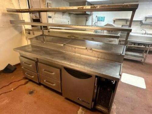 10' PIZZA PREP TABLE W/ RISER SHELF
